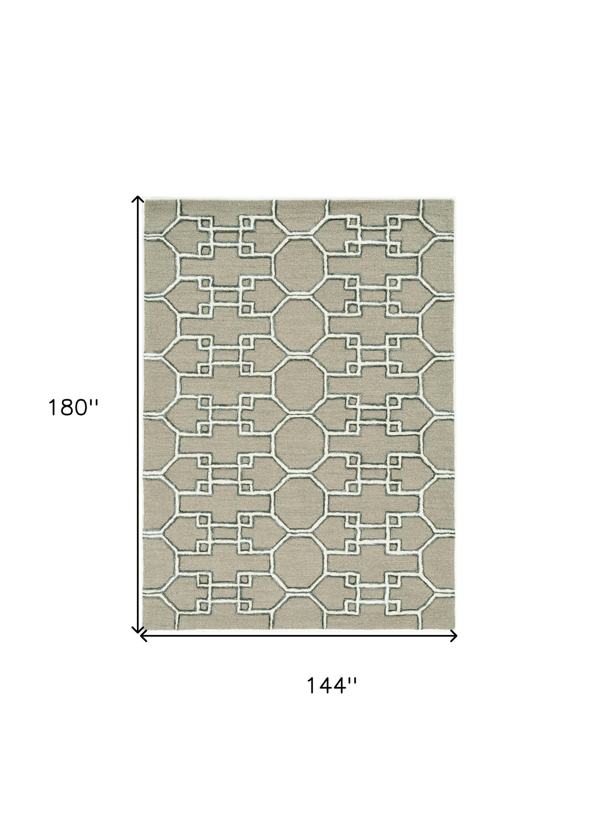 12' x 15' Brown and Ivory Wool Trellis Handmade Area Rug