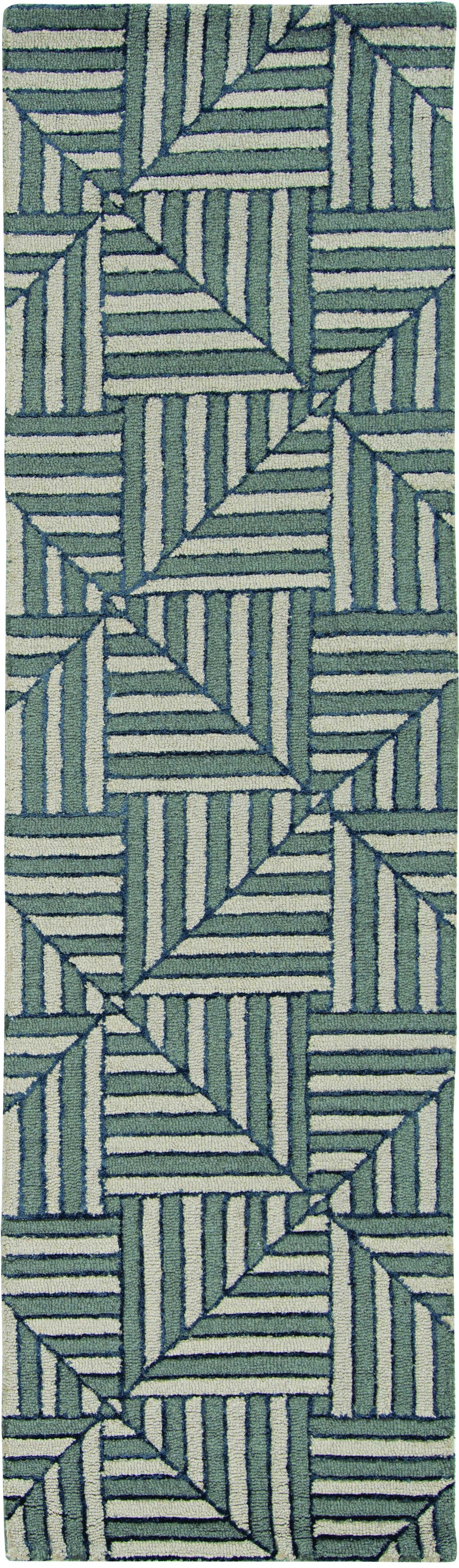 9' X 13' Navy Charcoal Wool Handmade Area Rug