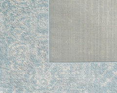 7'X12' Spa Blue Machine Woven Distressed Medallion Indoor Area Rug