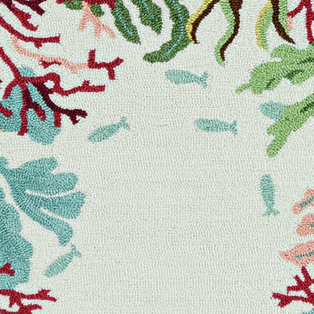 2' X 7' Ivory Ocean Lagoon Runner Rug