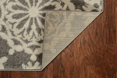 9' X 13' Grey Or Ivory Floral Circular Patterns Indoor Area Rug