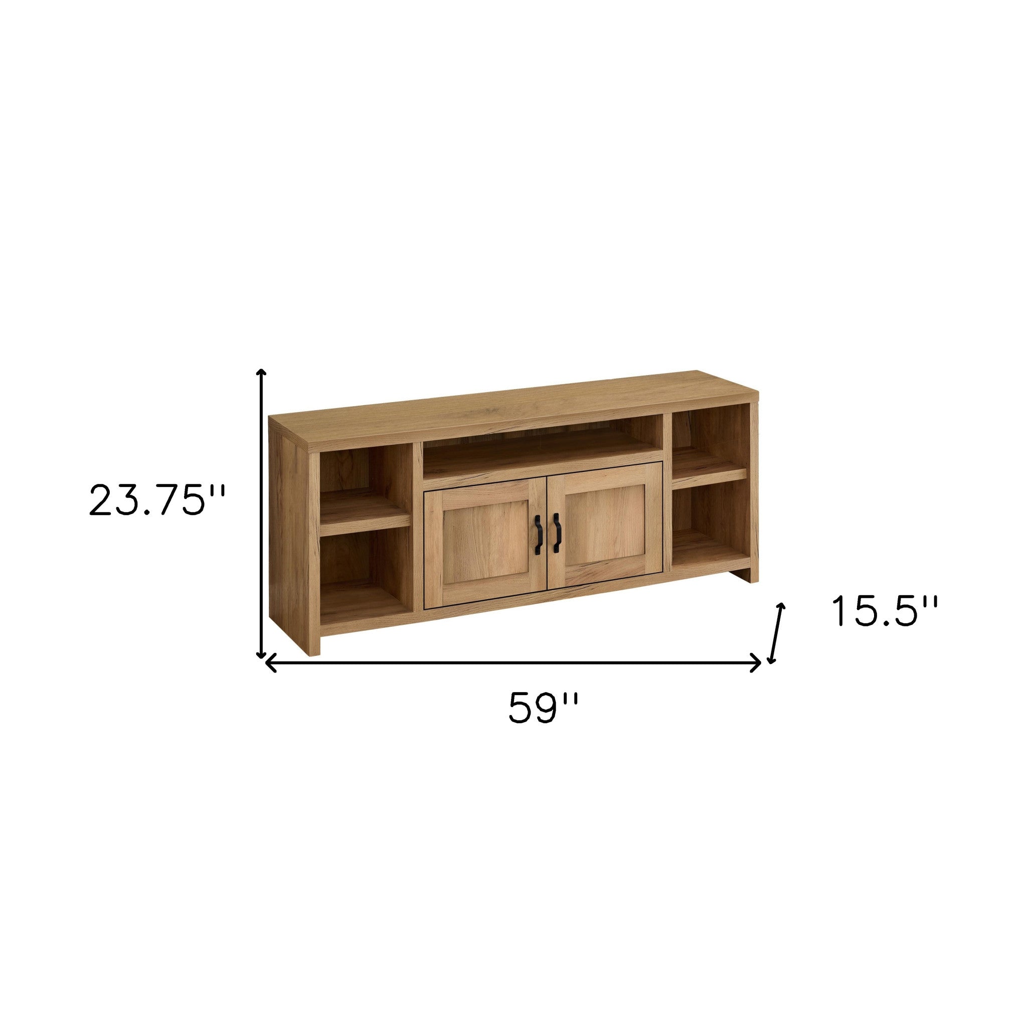 59" Wood Brown Cabinet Enclosed Storage TV Stand