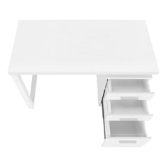 47" White Computer Desk With Three Drawers