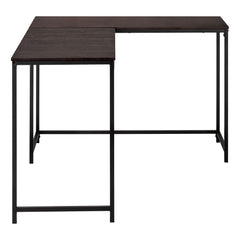 58" Espresso and Black L Shape Computer Desk