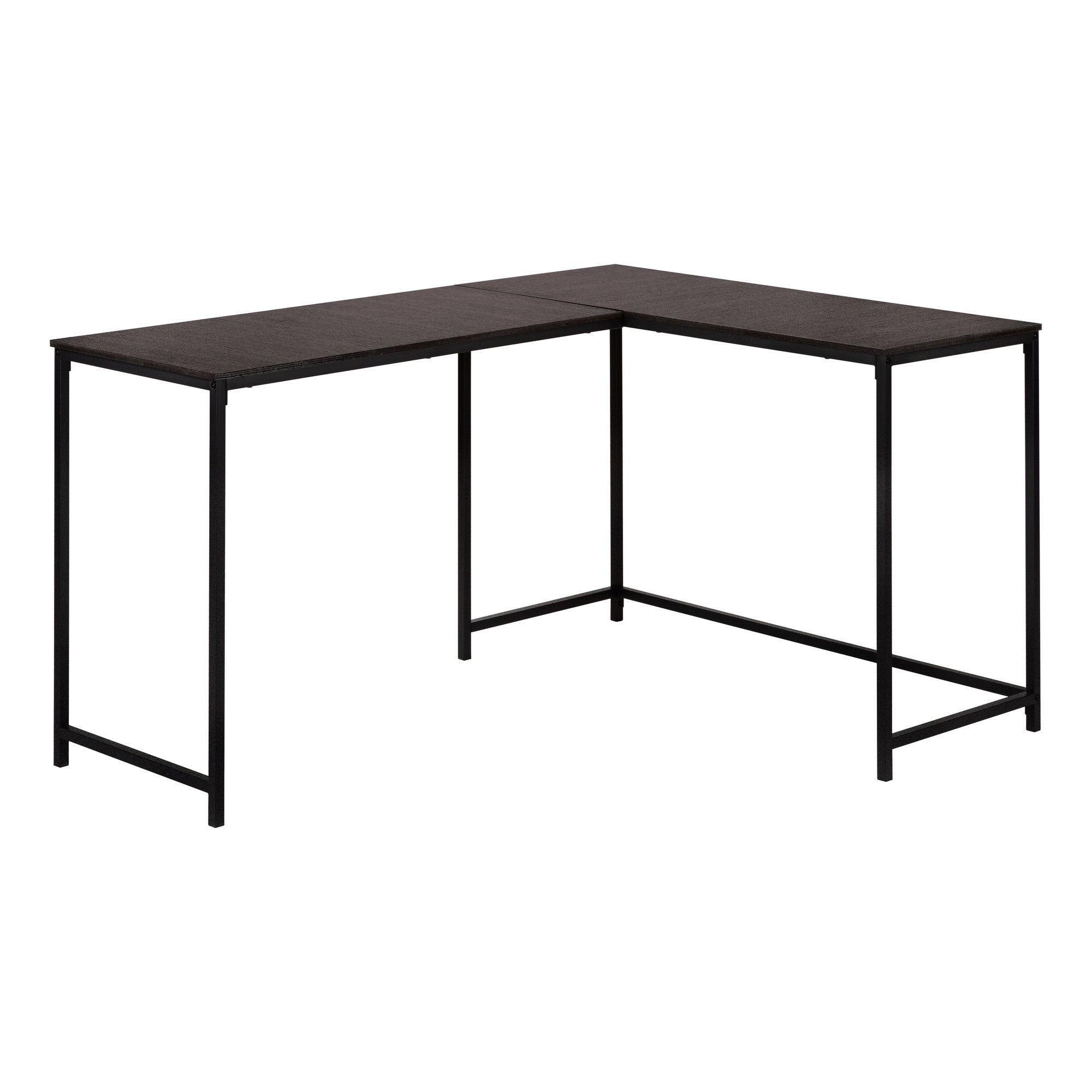 58" Espresso and Black L Shape Computer Desk