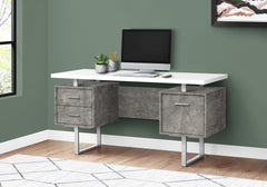 60" White and Gray Computer Desk