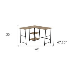 42" Taupe and Black L Shape Computer Desk