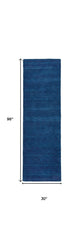 8' Blue Hand Woven Runner Rug