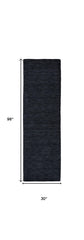 8' Black Hand Woven Runner Rug
