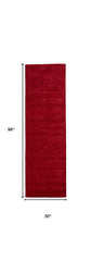 8' Red Hand Woven Runner Rug