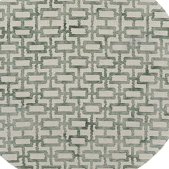 10' Ivory and Green Round Trellis Hand Tufted Area Rug