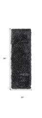 8' Gray Shag Hand Tufted Runner Rug