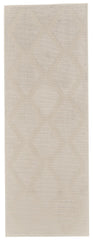 8' Ivory and Tan Geometric Power Loom Runner Rug