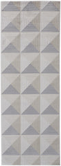 8' Gray and Ivory Geometric Power Loom Runner Rug