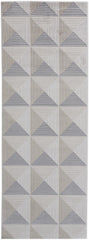 8' Gray and Ivory Geometric Power Loom Runner Rug