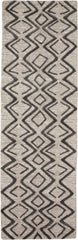 8' Black and Taupe Geometric Hand Tufted Runner Rug