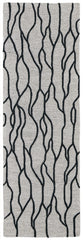 8' Black and Taupe Abstract Hand Tufted Runner Rug