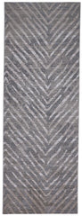 8' Gray and Silver Abstract Distressed Runner Rug