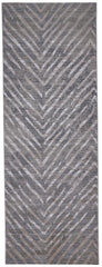 8' Gray and Silver Abstract Distressed Runner Rug