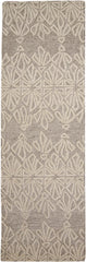 8' Ivory and Tan Geometric Hand Tufted Runner Rug
