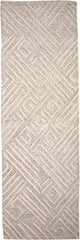 8' Ivory and Tan Geometric Hand Tufted Runner Rug