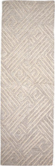 8' Ivory and Tan Geometric Hand Tufted Runner Rug