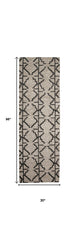 8' Black and Taupe Geometric Hand Tufted Runner Rug