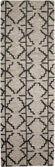 8' Black and Taupe Geometric Hand Tufted Runner Rug