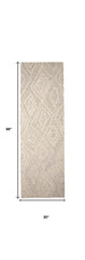 8' Ivory and Tan Geometric Hand Tufted Runner Rug