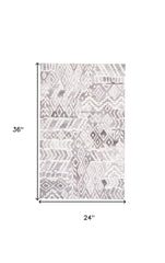 2' x 3' Gray and White Abstract Geometric Hand Tufted Distressed Area Rug