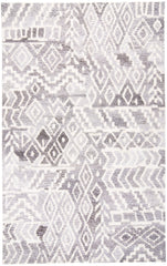 2' x 3' Gray and White Abstract Geometric Hand Tufted Distressed Area Rug