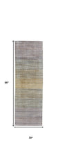 8' Beige and Purple Ombre Hand Woven Runner Rug