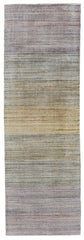 8' Beige and Purple Ombre Hand Woven Runner Rug