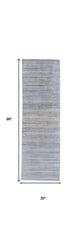 8' Gray and Purple Ombre Hand Woven Runner Rug