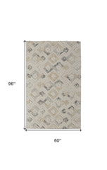 5' x 8' Gray and Ivory Geometric Hand Tufted Area Rug