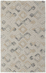 5' x 8' Gray and Ivory Geometric Hand Tufted Area Rug