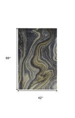 4' x 6' Blue and Green Abstract Hand Tufted Area Rug