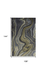 9' x 12' Blue and Green Abstract Hand Tufted Area Rug