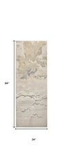 8' Brown and Ivory Abstract Power Loom Runner Rug