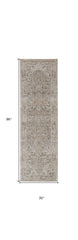 8' Brown and Ivory Medallion Power Loom Distressed Runner Rug
