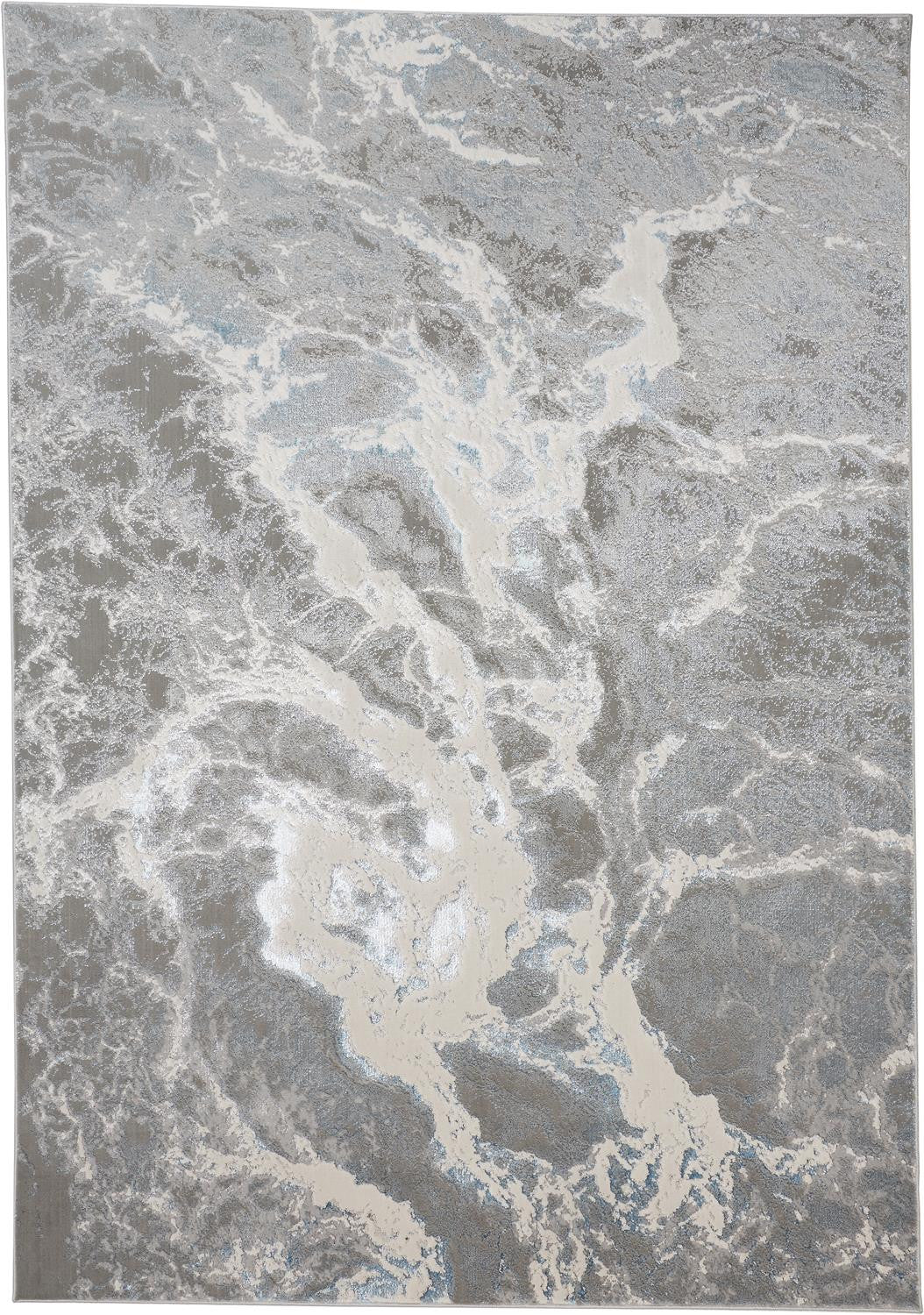 4' x 6' Gray and Ivory Abstract Power Loom Area Rug