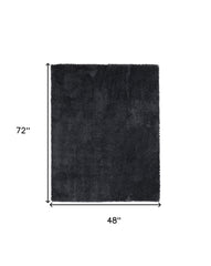 4' x 6' Black Shag Power Loom Area Rug