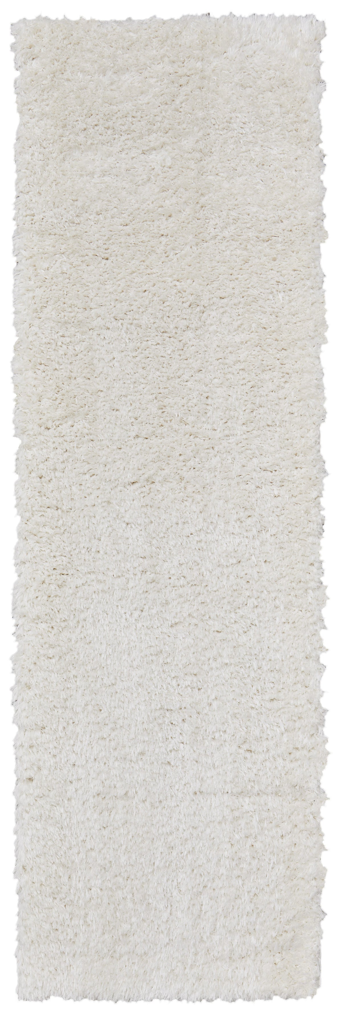 8' White Shag Power Loom Runner Rug