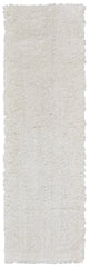 8' White Shag Power Loom Runner Rug
