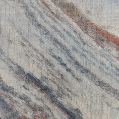 7' x 10' Ivory Blue and Orange Abstract Power Loom Area Rug