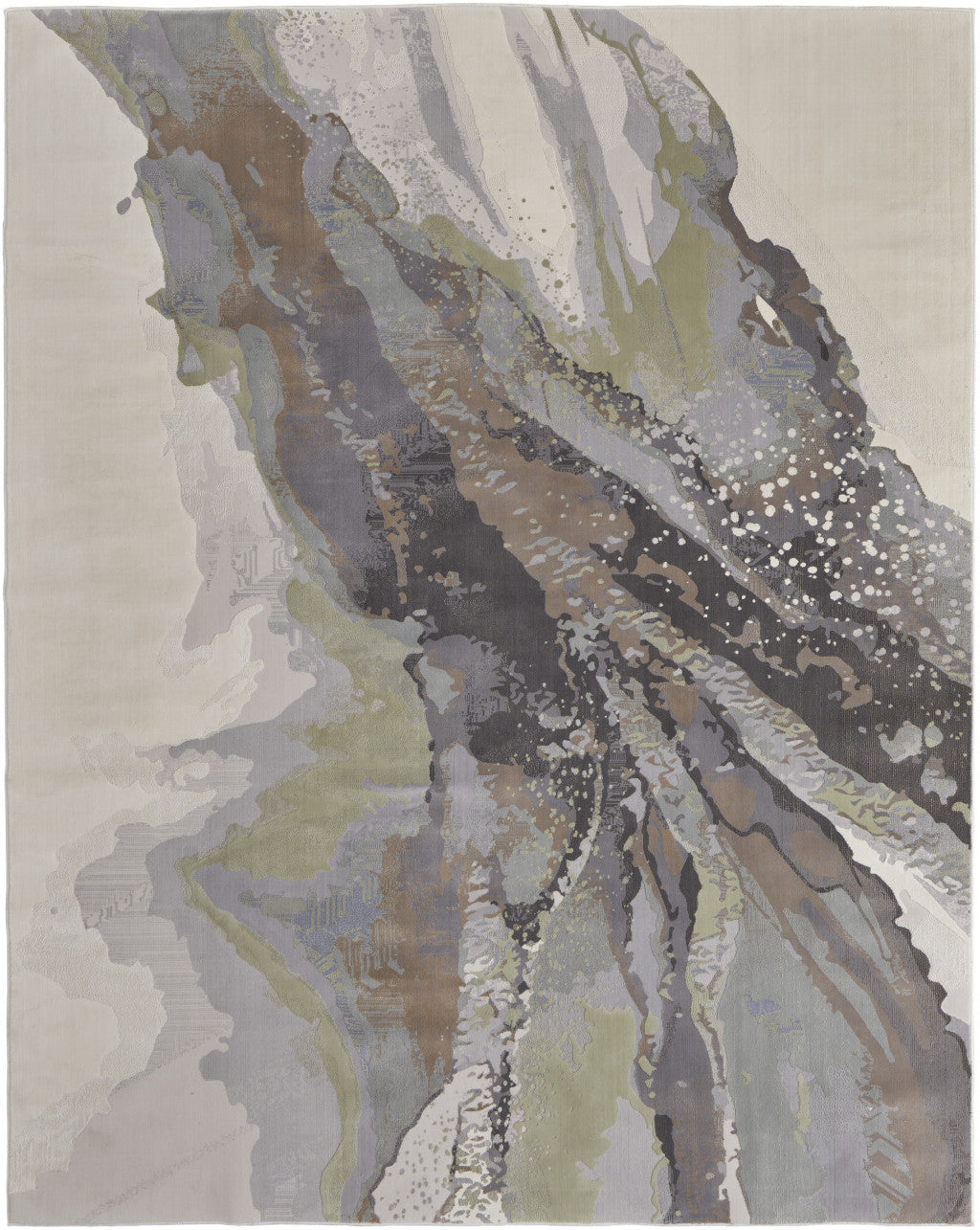 4' x 6' Green and Brown Abstract Power Loom Area Rug