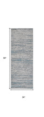 8' Gray and Ivory Abstract Power Loom Runner Rug