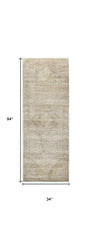 8' Gold and Ivory Medallion Power Loom Runner Rug