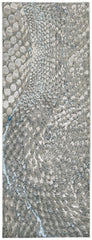 8' Blue and Gray Abstract Power Loom Runner Rug