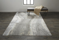 10' x 13' Blue and Gray Abstract Power Loom Area Rug